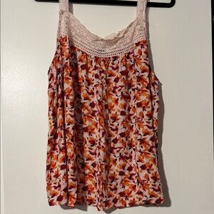 Torrid Floral Camisole with Lace Trim